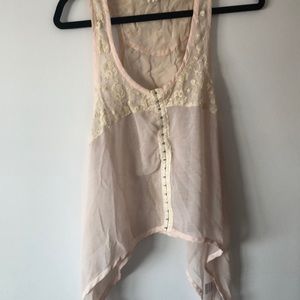 Milou small light pink lace button up tank